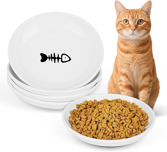 Ceramic Cat Food Bowls - 4 Pack