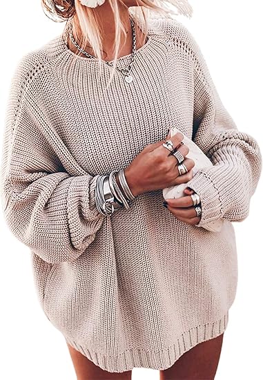 Ugerlov Women's Oversized Sweaters Batwing Sleeve